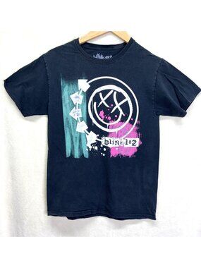 VTG 1992 Blink 182 T-Shirt Tee Black Short Sleeve Cotton Streetwear S #f